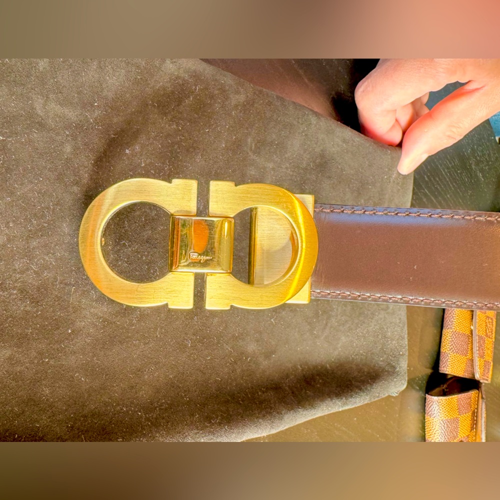 Salvatore Ferragamo Men’s Reversible Leather Belt Brown and Black